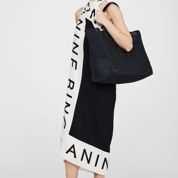 Anine Bing Black Large Recycled Leather Rio Tote - Picture 2 of 11